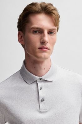 Regular-fit polo shirt in mercerized Italian cotton, Light Grey