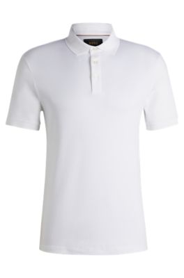 POLO MASCULINA PRESS 53 REGULAR FIT MACERIZADO OFF WHITE BOSS