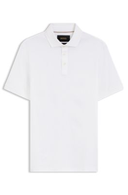 Polo regular fit de algod&oacute;n italiano mercerizado, Blanco