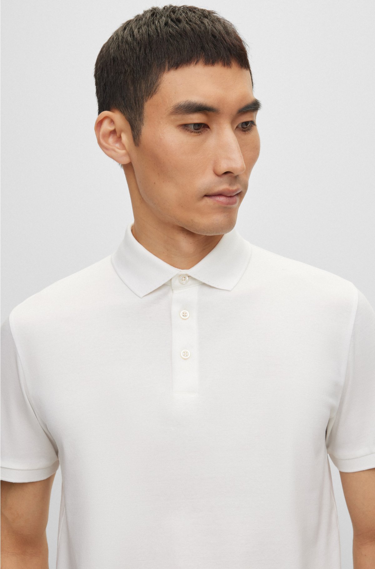Regular-fit polo shirt in mercerized Italian cotton, White