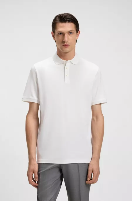 Regular-fit polo shirt in mercerized Italian cotton