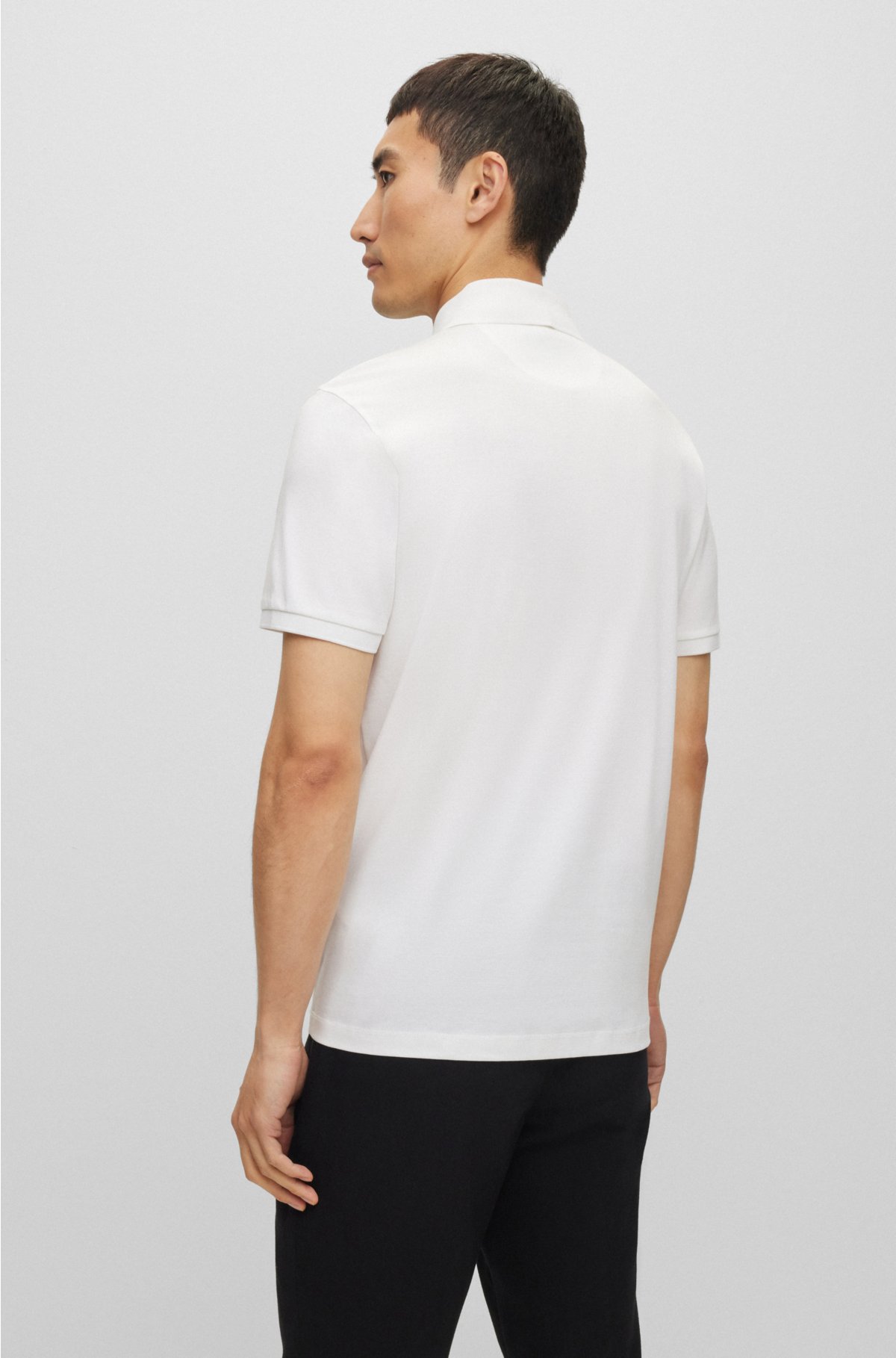 Regular-fit polo shirt in mercerized Italian cotton, White