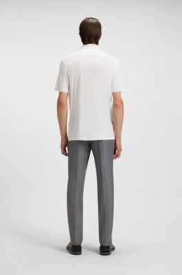 Polo regular fit de algod&oacute;n italiano mercerizado, Blanco