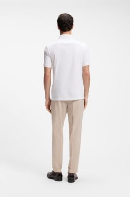 Polo regular fit de algod&oacute;n italiano mercerizado, Blanco