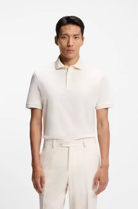 Regular-fit polo shirt in mercerized Italian cotton