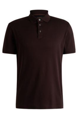Regular-fit polo shirt in mercerized Italian cotton, Dark Brown
