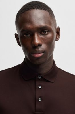 Regular-fit polo shirt in mercerized Italian cotton, Dark Brown