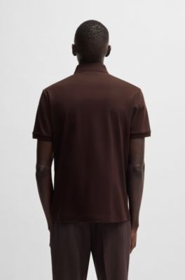 Regular-fit polo shirt in mercerized Italian cotton, Dark Brown
