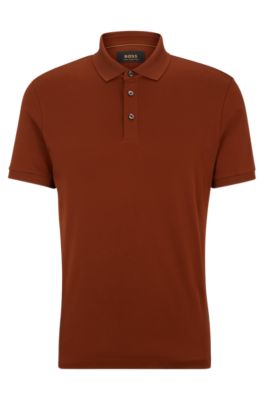 Shop Hugo Boss Regular-fit Polo Shirt In Mercerized Italian Cotton In Brown