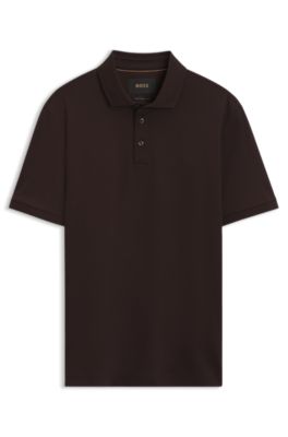 Polo en coton merceris&eacute;, Brun chin&eacute;