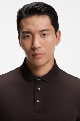 Polo en coton merceris&eacute;, Brun chin&eacute;