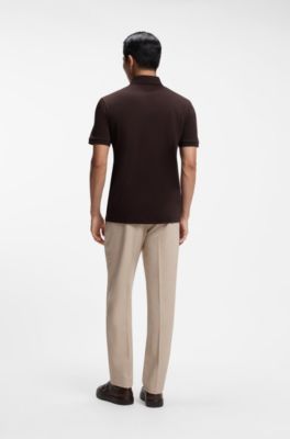 Polo en coton merceris&eacute;, Brun chin&eacute;