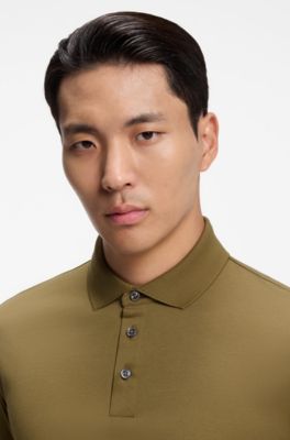 Mercerized-cotton polo shirt, Beige