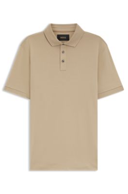 Polo regular fit de algod&oacute;n italiano mercerizado, Beige claro