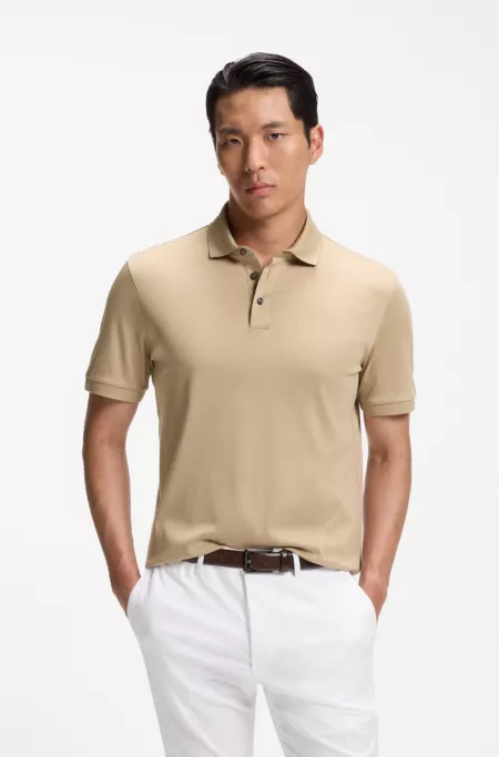 Regular-fit polo shirt in mercerized Italian cotton