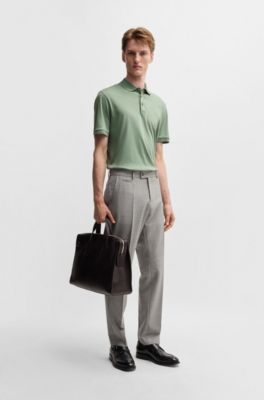 Regular-fit polo shirt in mercerized Italian cotton, Green