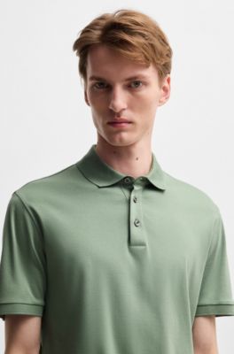 Regular-fit polo shirt in mercerized Italian cotton, Green