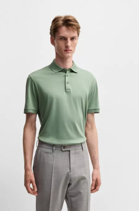 Regular-fit polo shirt in mercerized Italian cotton