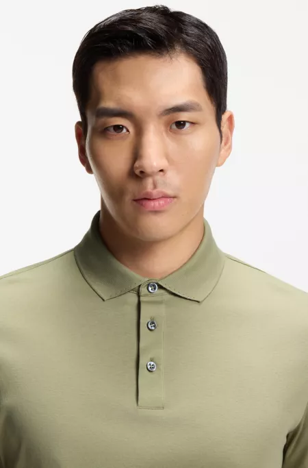 Regular-fit polo shirt in mercerized Italian cotton