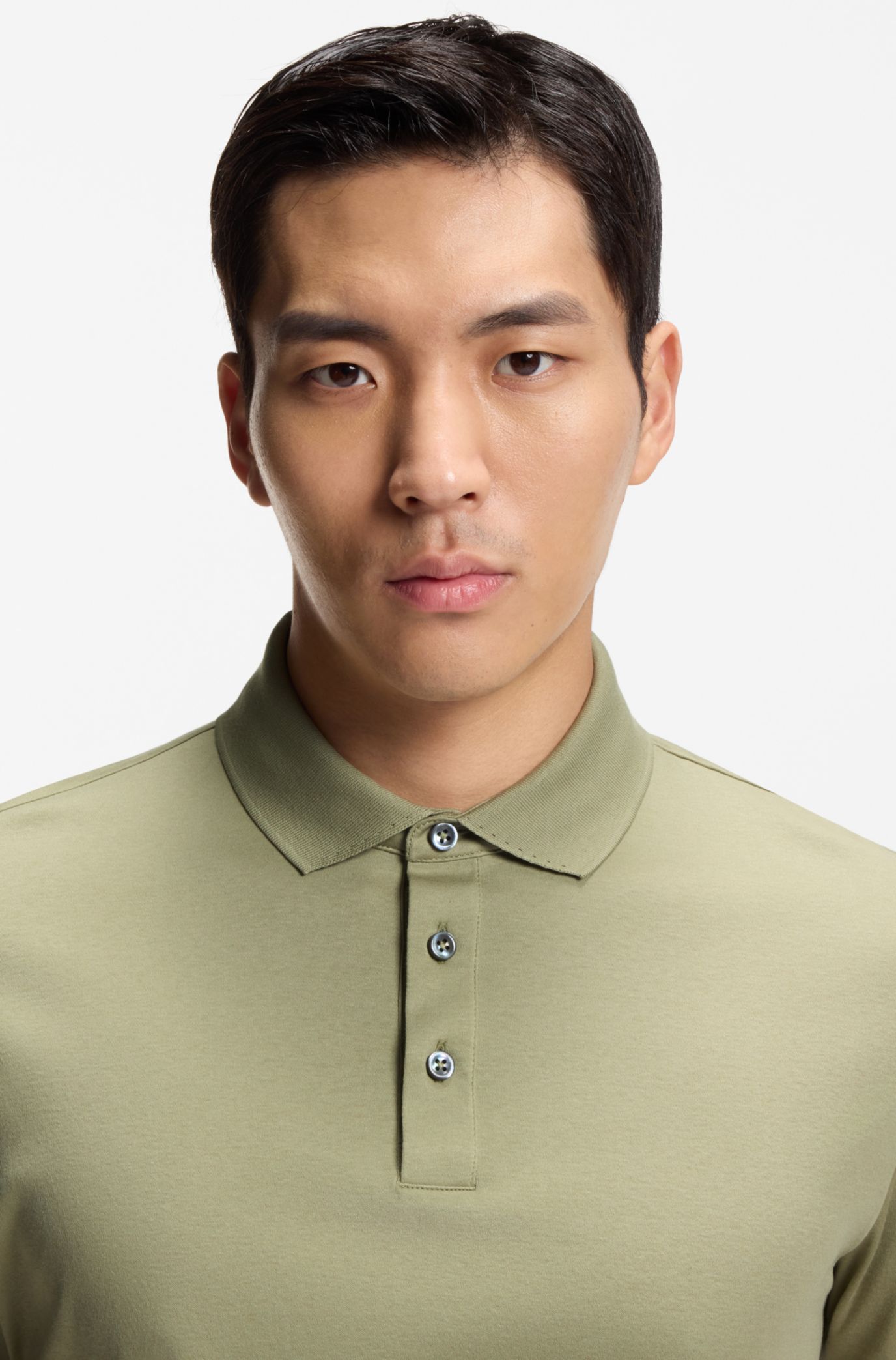 BOSS - Regular-fit polo shirt in mercerized Italian cotton - Light 