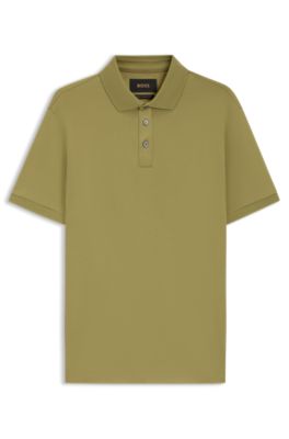 Regular-fit polo shirt in mercerized Italian cotton, Light Green