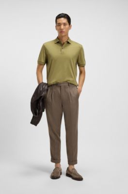 Regular-fit polo shirt in mercerized Italian cotton, Light Green