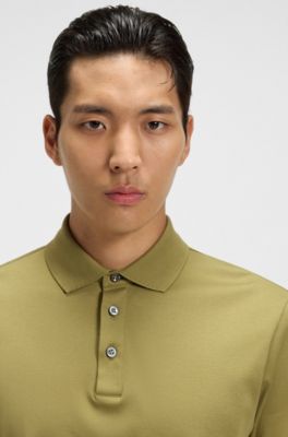 Regular-fit polo shirt in mercerized Italian cotton, Light Green