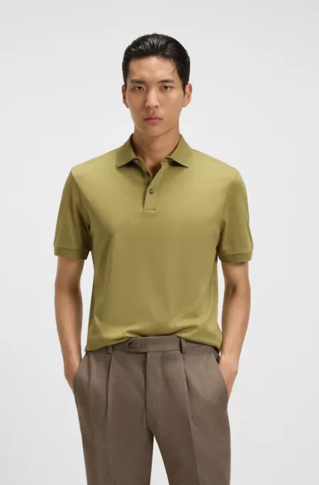 Regular-fit polo shirt in mercerized Italian cotton