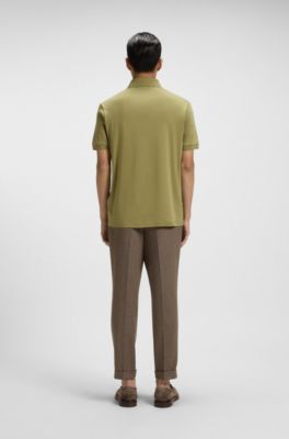 Regular-fit polo shirt in mercerized Italian cotton, Light Green