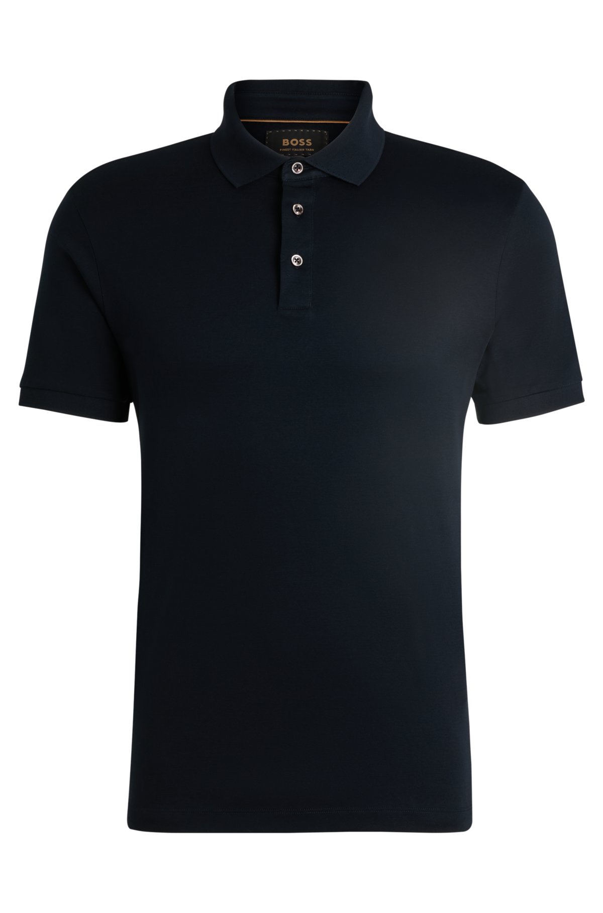 Regular-fit polo shirt in mercerized Italian cotton, Dark Blue