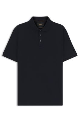 Regular-fit polo shirt in mercerized Italian cotton, Dark Blue