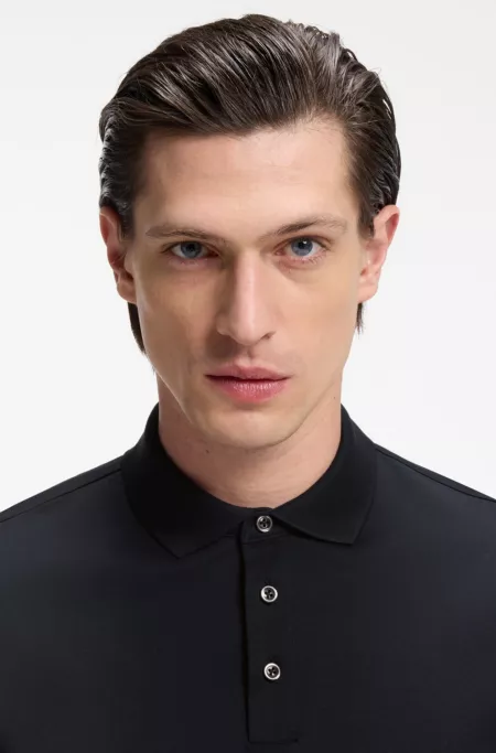 Regular-fit polo shirt in mercerized Italian cotton