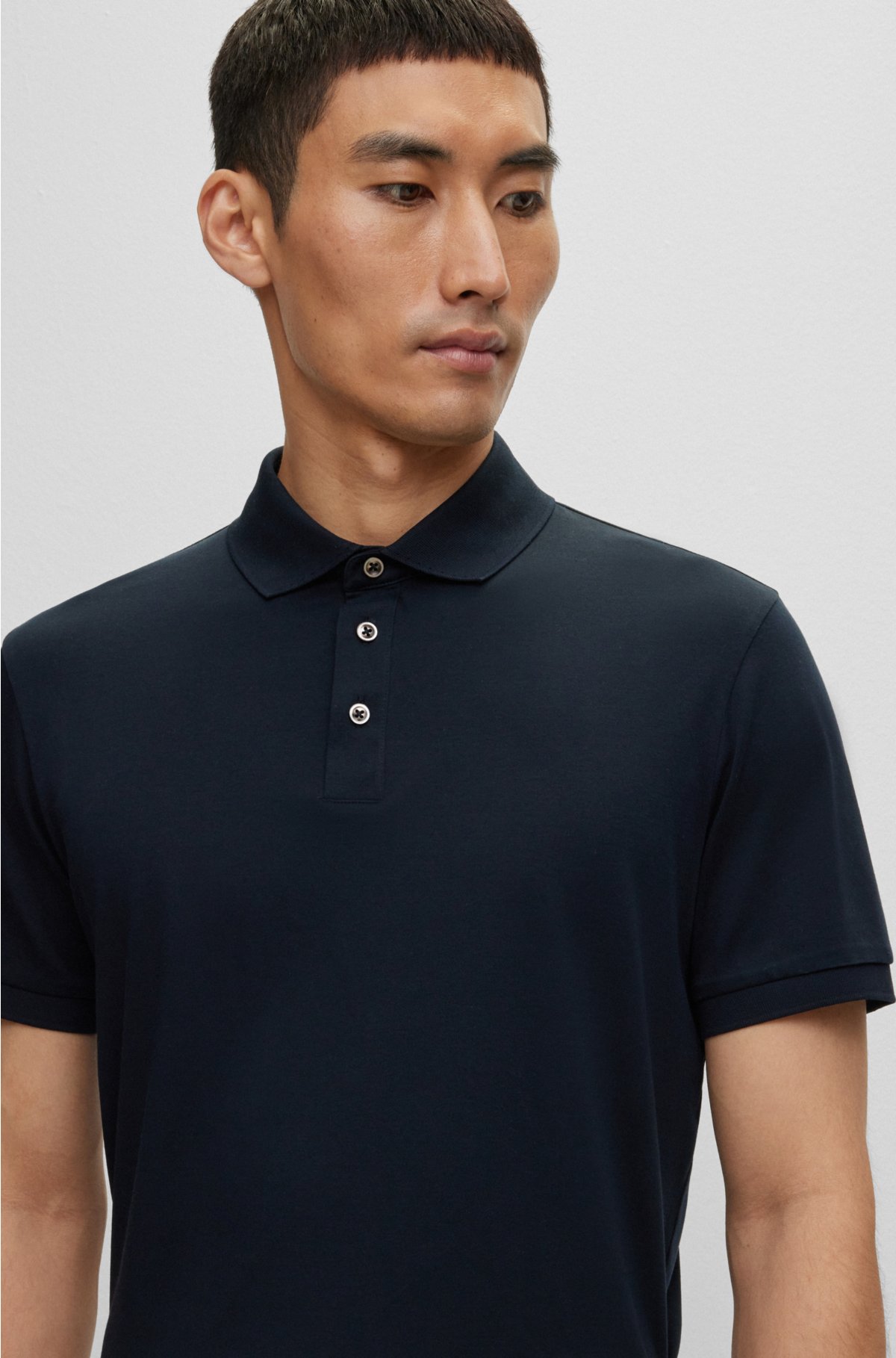 BOSS polo - cotton shirt in Italian mercerized Regular-fit