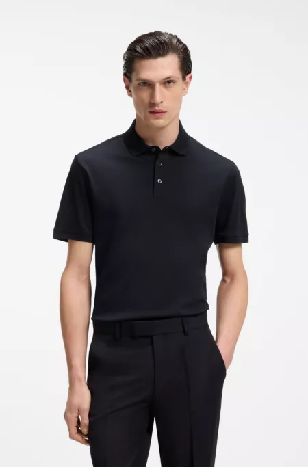 Regular-fit polo shirt in mercerized Italian cotton