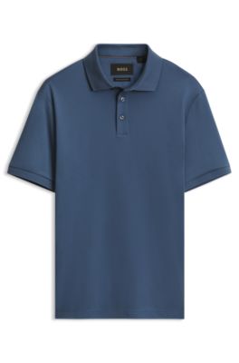 Mercerized-cotton polo shirt, Blue