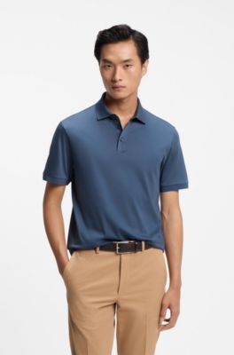 Mercerized-cotton polo shirt, Blue