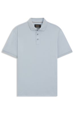 Regular-fit polo shirt in mercerized Italian cotton, Light Blue