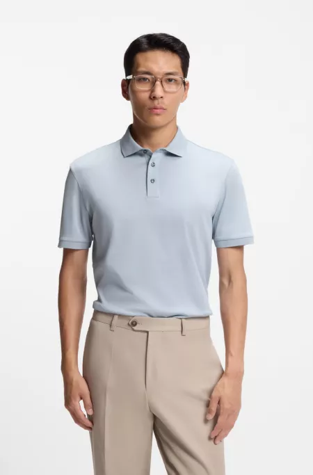 Regular-fit polo shirt in mercerized Italian cotton