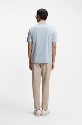 Regular-fit polo shirt in mercerized Italian cotton, Light Blue