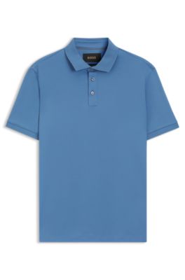 Polo regular fit de algod&oacute;n italiano mercerizado, Celeste