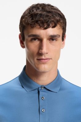 Polo regular fit de algod&oacute;n italiano mercerizado, Celeste