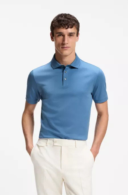 Regular-fit polo shirt in mercerized Italian cotton