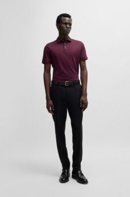 Regular-fit polo shirt in mercerized Italian cotton, Dark Purple