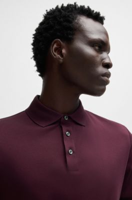 Regular-fit polo shirt in mercerized Italian cotton, Dark Purple