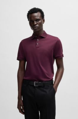 Regular-fit polo shirt in mercerized Italian cotton, Dark Purple