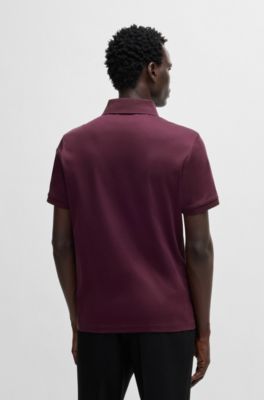 Regular-fit polo shirt in mercerized Italian cotton, Dark Purple