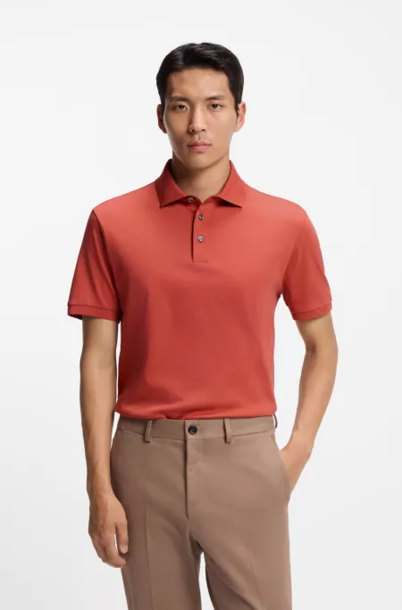 Regular-fit polo shirt in mercerized Italian cotton