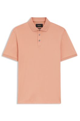 Regular-fit polo shirt in mercerized Italian cotton, Light Red