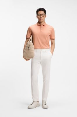 Polo Regular en coton italien merceris&eacute;, Rouge clair