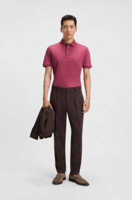 Regular-fit polo shirt in mercerized Italian cotton, Pink